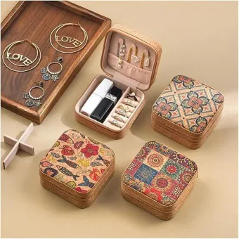 Women's Cork Jewelry Organizer Bag